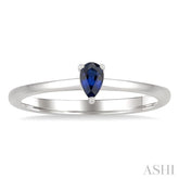 5x3 MM Pear Shape Sapphire Precious Solitaire Ring in 14K White Gold